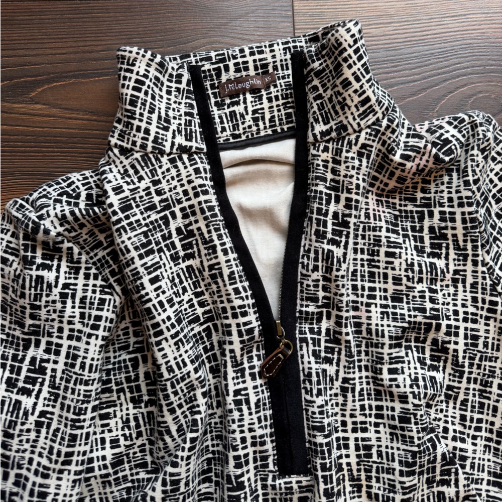 J. McLaughlin Elegant Black and White Patterned Dress XS - Picture 6 of 14